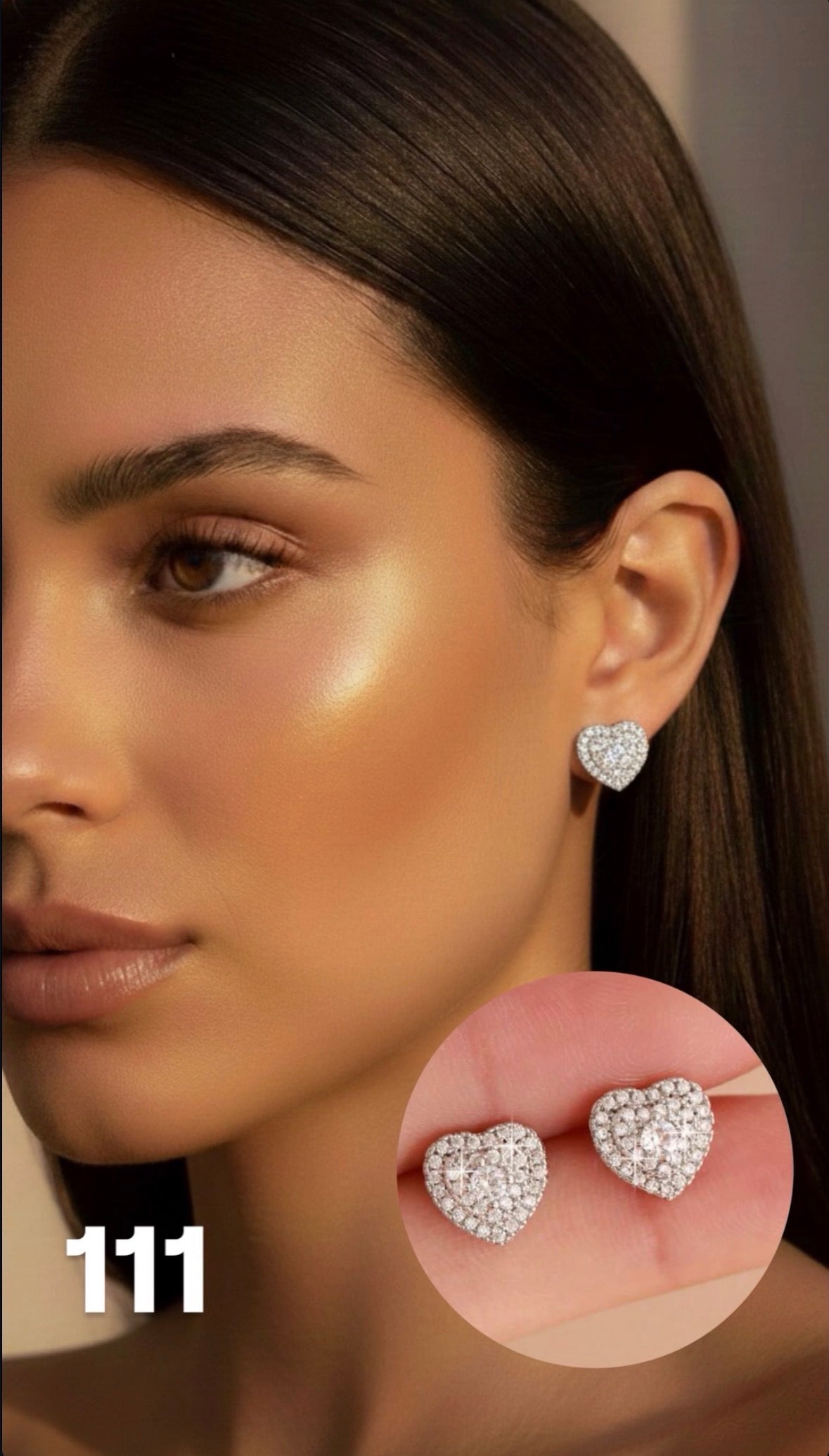 Aretes corazón brillante