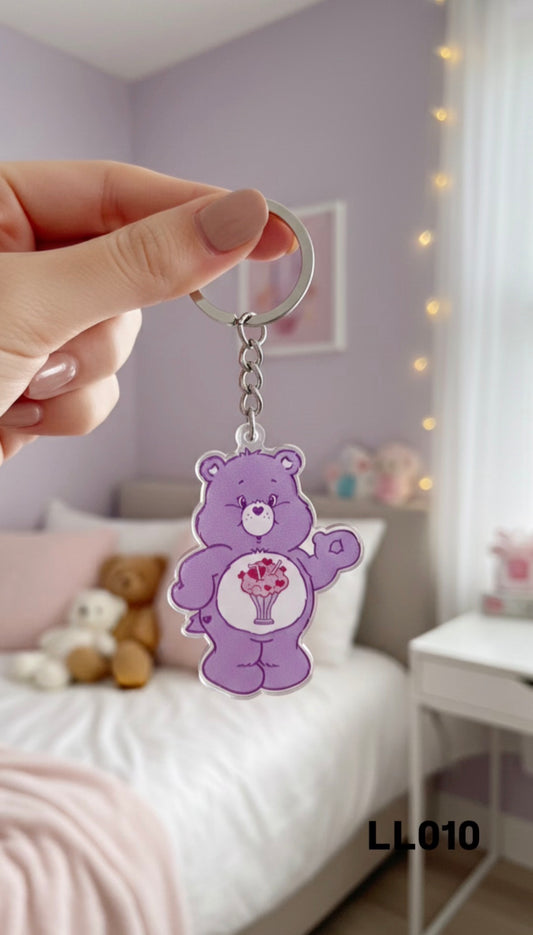 Llavero osito cariñoso violeta