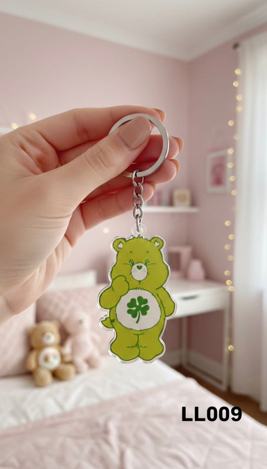 Llavero osito cariñoso verde
