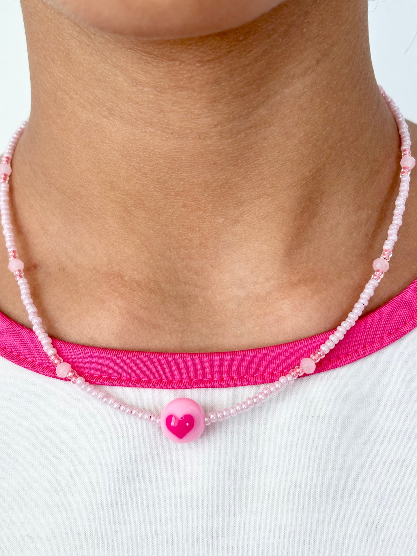 Collar corazón rosa