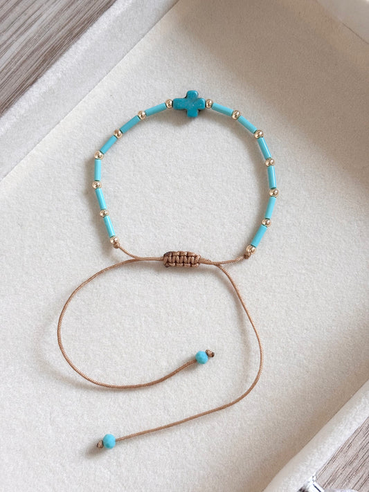 Pulsera cruz turquesa